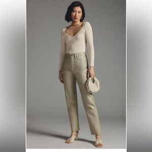 NWT AGOLDE ‘90s Pinch Waist Leather Pants - Toast Color
